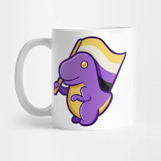 Non Binary Dino with flaggy, dinosaur Mug